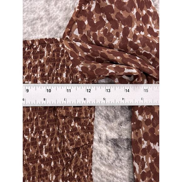 Aritzia Dress Small Womens Wilfred Tempest Smocked Chiffon Long Sleeve Mini - Picture 4 of 9